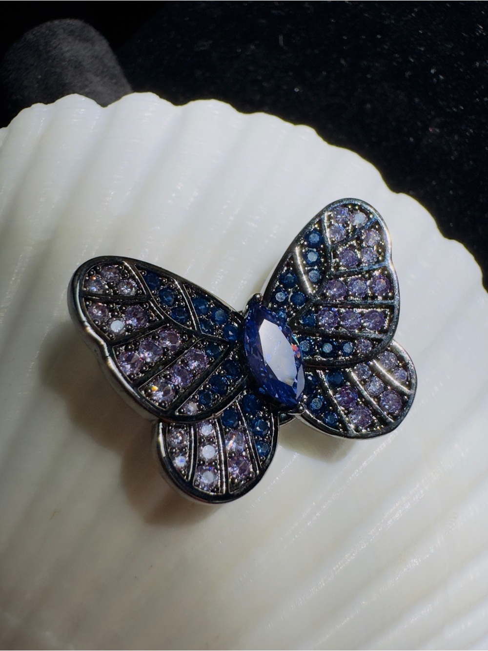 Lab-Created Aquamarine Butterfly Magnetic Brooch
